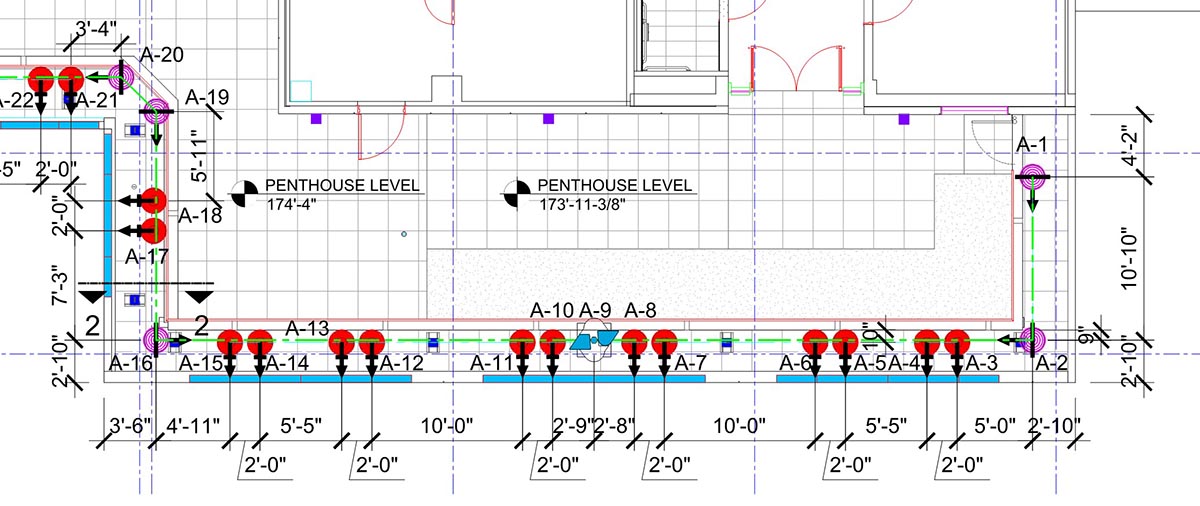 Excerpt of Summit Anchor Co., shop drawing with anchors laid out in pairs. 